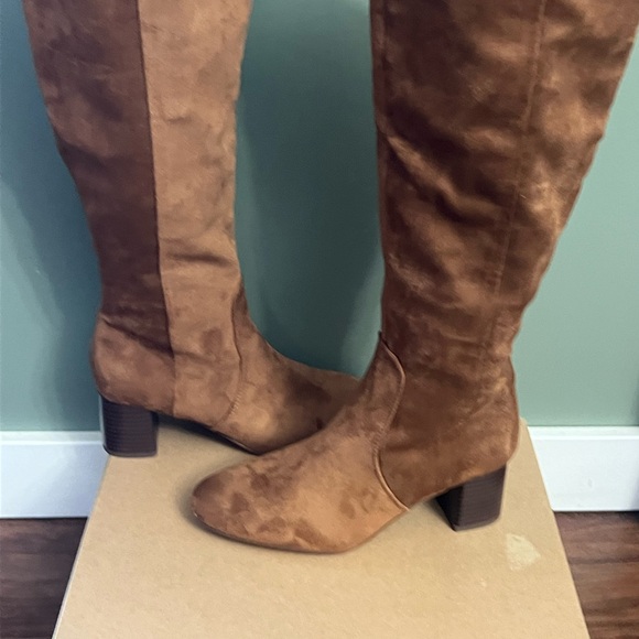 J. Crew Warm Brandy Sueded Knee-High Heeled Boots - Picture 3 of 5